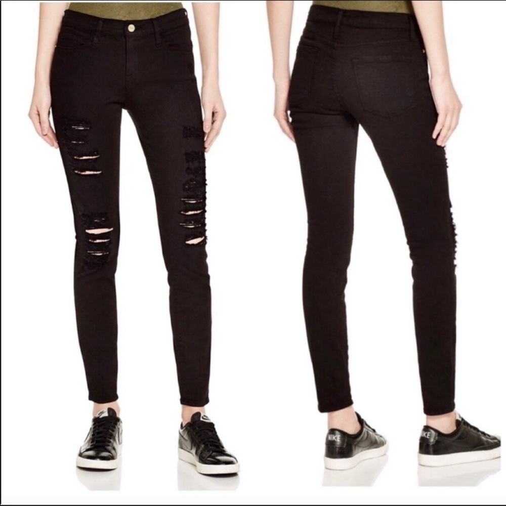 Frame Denim Le Skinny De Jeanne black pants